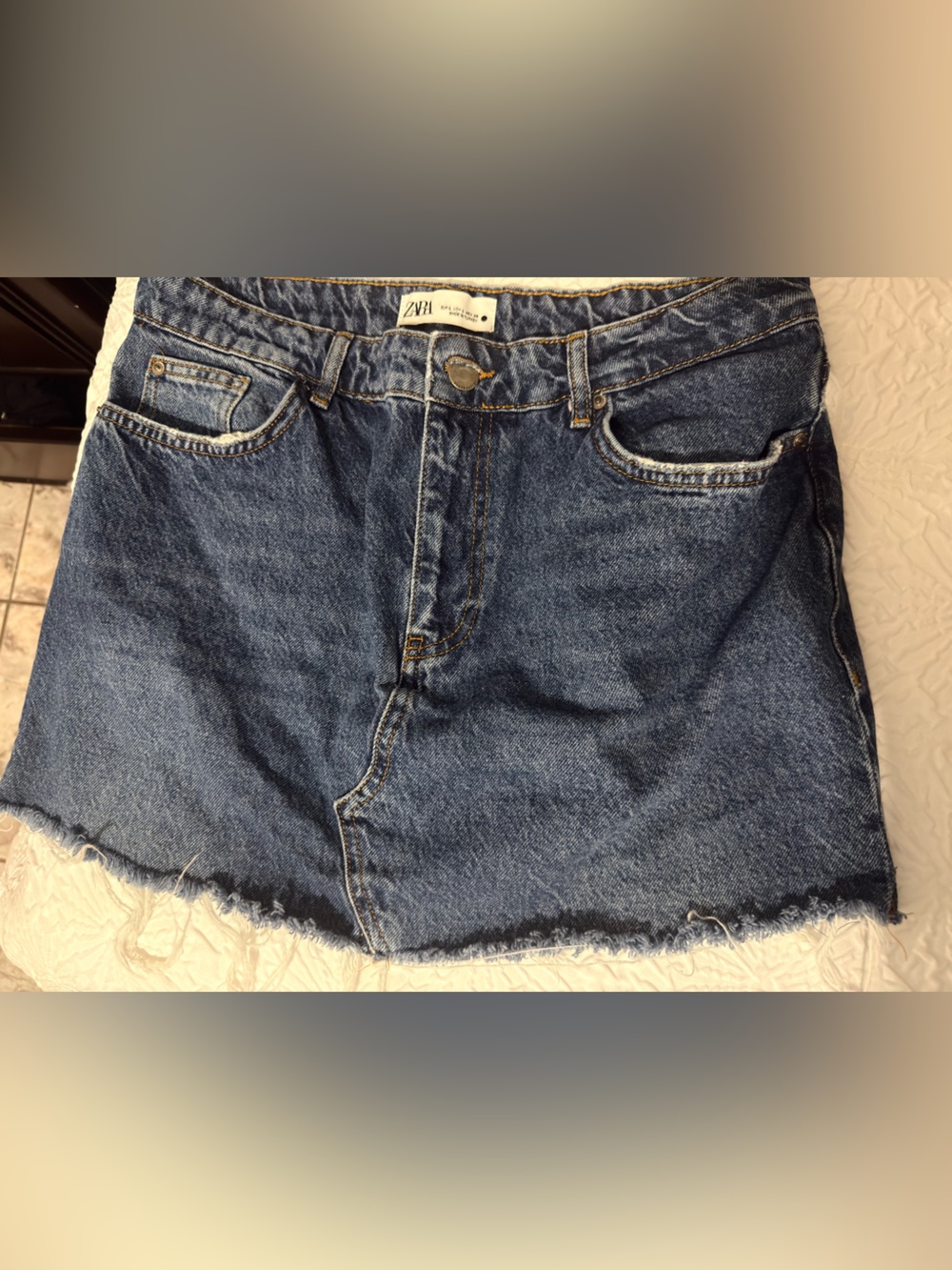 Zara mini blue denim skirt